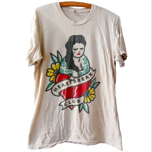 American Apparel HEARTBREAK CLUB T-Shirt// Sz. MEDIUM - Picture 1 of 4